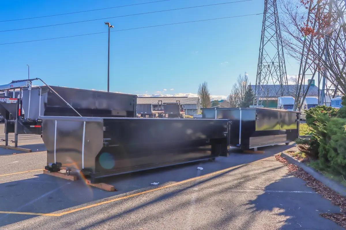 Roll-off dumpster ready for waste disposal at job site for Cleanout Dumpster Rental in Solon